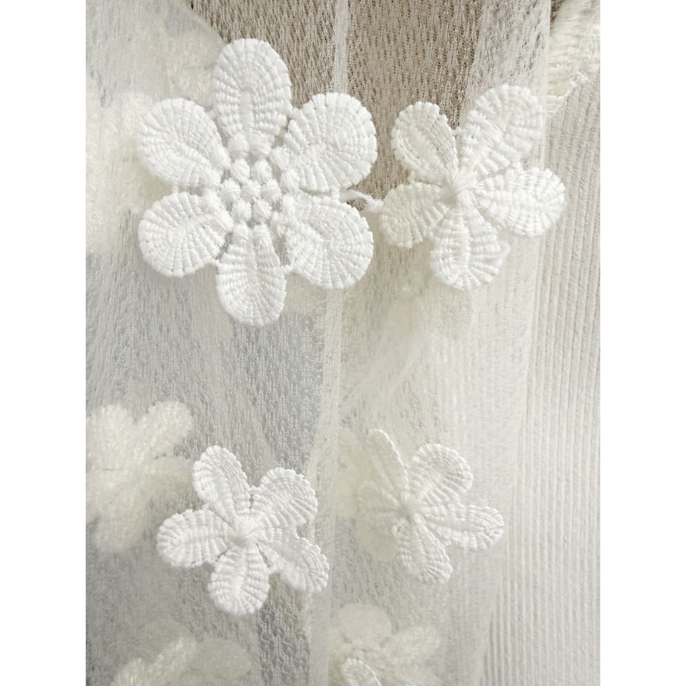 DOLAN Sheer Sleeve Applique SWEATER Top M Anthropologie 3D Cream Feminine Fairy - Picture 7 of 15